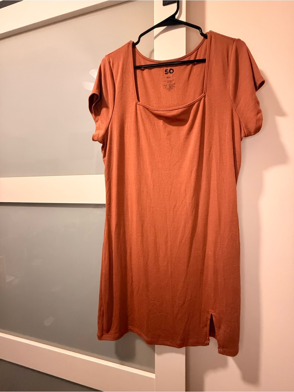 SO Women's Rust-Orange Scoop Neck Short Sleeve Tunic